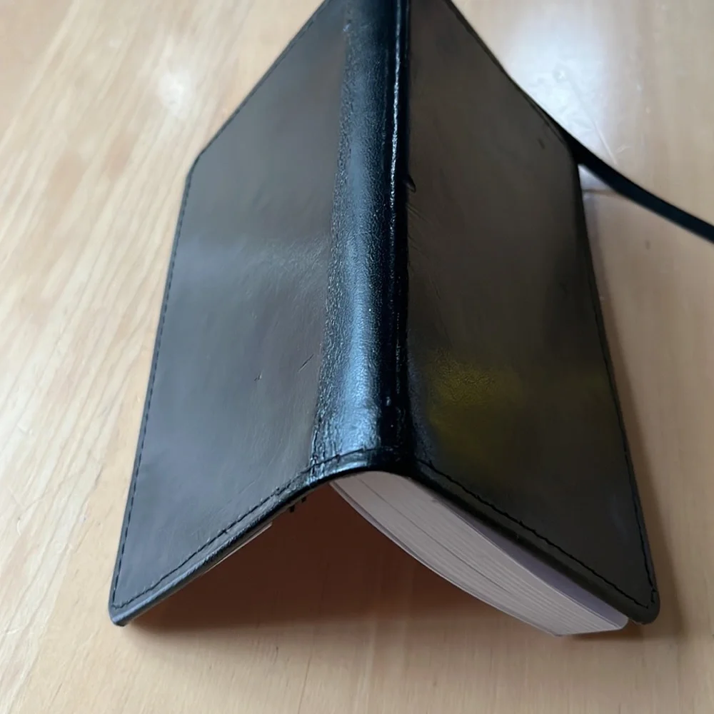 Black leather hard cover notebook for writing or drawing